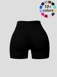 Seamless Impact Shorts For Women, Invisable Scrunch Butt Lifting Gym Seamless Booty Biker Shorts, Breathable Comfortable High Stretch Skinny Shorts, Gym Shorts, Ladies Sportswear For Indoor Outdoor Wear - màu đen - Xem 9