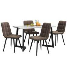 Dining Table And Chairs Set (Rectangular Table 117 X 68 Cm With 4 Chairs), Brown Velvet Dining Chairs, Black Table Legs. - Brown - View 3