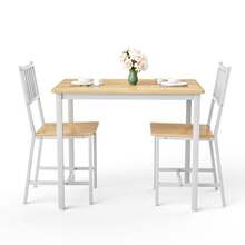 Dining Table And Chairs Set, Bar Table With Two Stools, Kitchen Table And Chairs, Industrial Style Breakfast Table, Suitable For The Kitchen, Living Room, Reception Room, Natural White - White - View 9