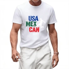 USA MEX CAN 2026 Soccer Fan Men's TShirt, with a bold graphic print that showcases the USA, Mexico, and Canada flags intertwined with a soccer ball, designed for everyday casual wear to elevate personal style. Perfect for lounging at home for ultimate comfort, this tshirt is also ideal for commuting, daily outings, and makes a great gift for friends' birthdays or holidays, celebrating the 2026 soccer event with patriotic flair. - Weiss - Übersicht 1