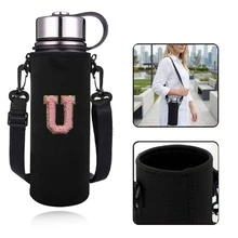 1 túi đựng bình nước thể thao giữ nhiệt 550-1500ml, kiểu đeo chéo, có dây đeo điều chỉnh được, kèm vỏ đựng bình nước thêu chữ A-Z. - màu đen - Xem 69