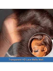 高光蜂蜜金棕色波浪卷发13x4蕾丝前假发，真人发丝，预先拔毛，带婴儿绒毛，180%密度，无胶波浪卷发蕾丝前真人发假发，尺寸40.64-101.6厘米 - 棕色 - 查看 5