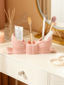 1 pieza Soporte de bolígrafo con forma de lazo adorable - Organizador de escritorio para brochas de maquillaje y útiles de oficina, elegante almacenamiento de brochas de maquillaje, perfecto para diseños decorativos creativos para niñas, estudiantes (consulte la tabla de tallas antes de comprar) - multicolor - Ver 5