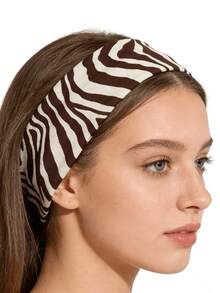 1/3pcs European And American New Zebra Print Elastic Wide Yoga Sports Headband, Women Daily Makeup Hairband Hair Accessories Summer Sport Sweatband,Holiday,Travel - Multicolor - View 2