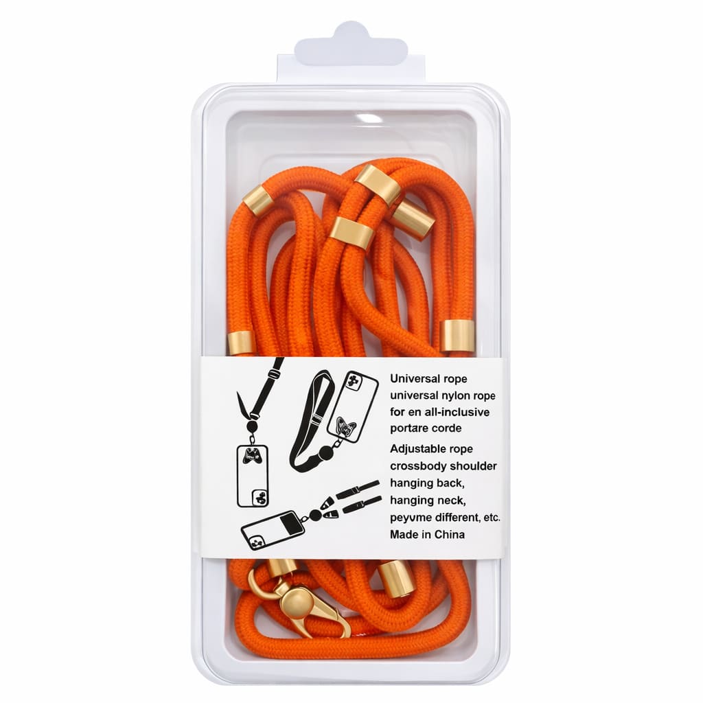 Double Lanyard Kit For Cell Phone - Handheld And Neck - 2 In 1 Adjustable Crossbody Anti-Loss - Naranja Quemada - Ver 1