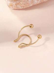 1pc Stainless Steel Nose Ring/Stud/Clip For Women - Yellow Gold - View 5