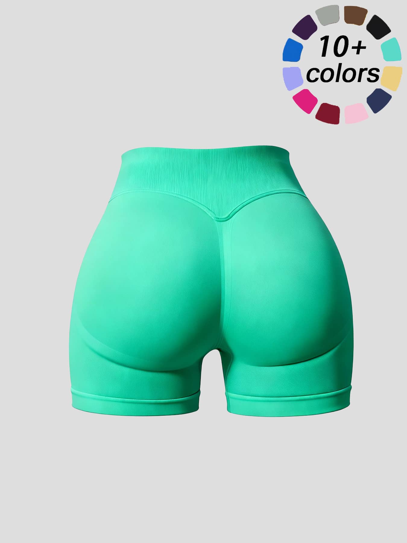 Seamless Impact Shorts For Women, Invisable Scrunch Butt Lifting Gym Seamless Booty Biker Shorts, Breathable Comfortable High Stretch Skinny Shorts, Gym Shorts, Ladies Sportswear For Indoor Outdoor Wear - Màu xanh Bạc hà - Xem 1