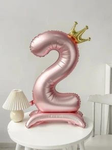 42英吋粉色直立氣球 1歲生日慶祝，奶油色數字氣球，適合0-9歲男孩女孩，週年派對嬰兒洗禮用品 - 粉色 - 查看 6