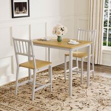Dining Table And Chairs Set, Bar Table With Two Stools, Kitchen Table And Chairs, Industrial Style Breakfast Table, Suitable For The Kitchen, Living Room, Reception Room, Natural White - White - View 1