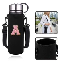 1 túi đựng bình nước thể thao giữ nhiệt 550-1500ml, kiểu đeo chéo, có dây đeo điều chỉnh được, kèm vỏ đựng bình nước thêu chữ A-Z. - màu đen - Xem 110
