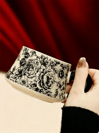 Rose Whisper Series Strengthened Porcelain Coffee/Tea Cup Set, High-End Gift Box With Saucer - Suitable For Gatherings, Office, Gifts, Birthday, Holidays