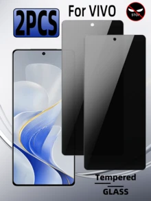 防震防窥隐私钢化玻璃屏幕保护膜 2片装，适用于V25e/V23 Pro，防窥、高硬度、防刮、防指纹，兼容手机壳，易于安装，春季礼物 - 黑色 - 查看 134