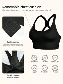 3Pcs Seamless Shock-Absorbing Sports Bra, X-Back Wireless High Support, Lightweight Breathable Running Workout Tank Top - Multicolor - View 7