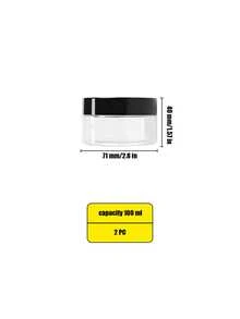 6个透明PET材质储物罐，带盖，容量50-500毫升，空塑料化妆品收纳罐 - 黑色 - 查看 12