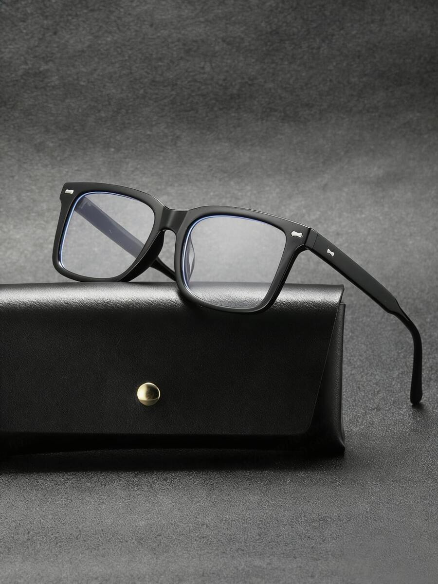 Gafas cuadradas negras versátiles y de moda para hombres - Negro - Ver 1