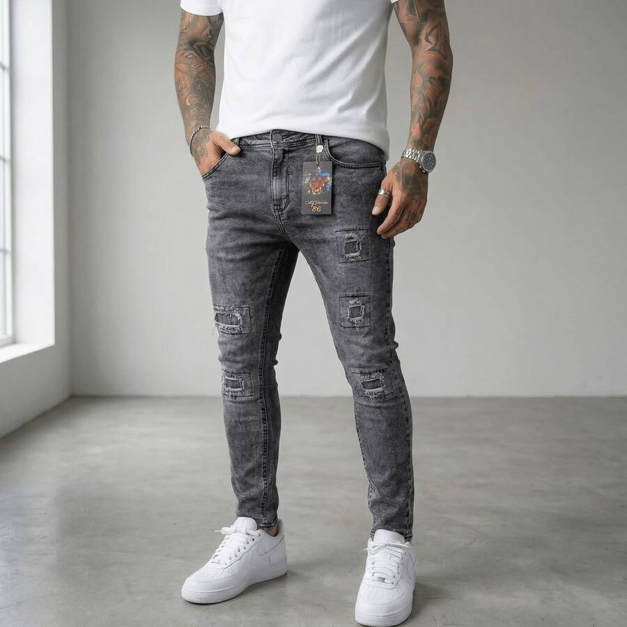 Men's Skinny Fitted Jeans With A Lengthening Effect - Ver 1