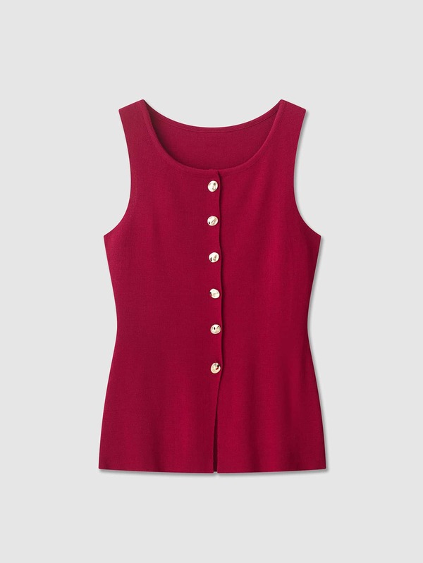 Chaleco de punto casual de mujer con botones dorados decorativos