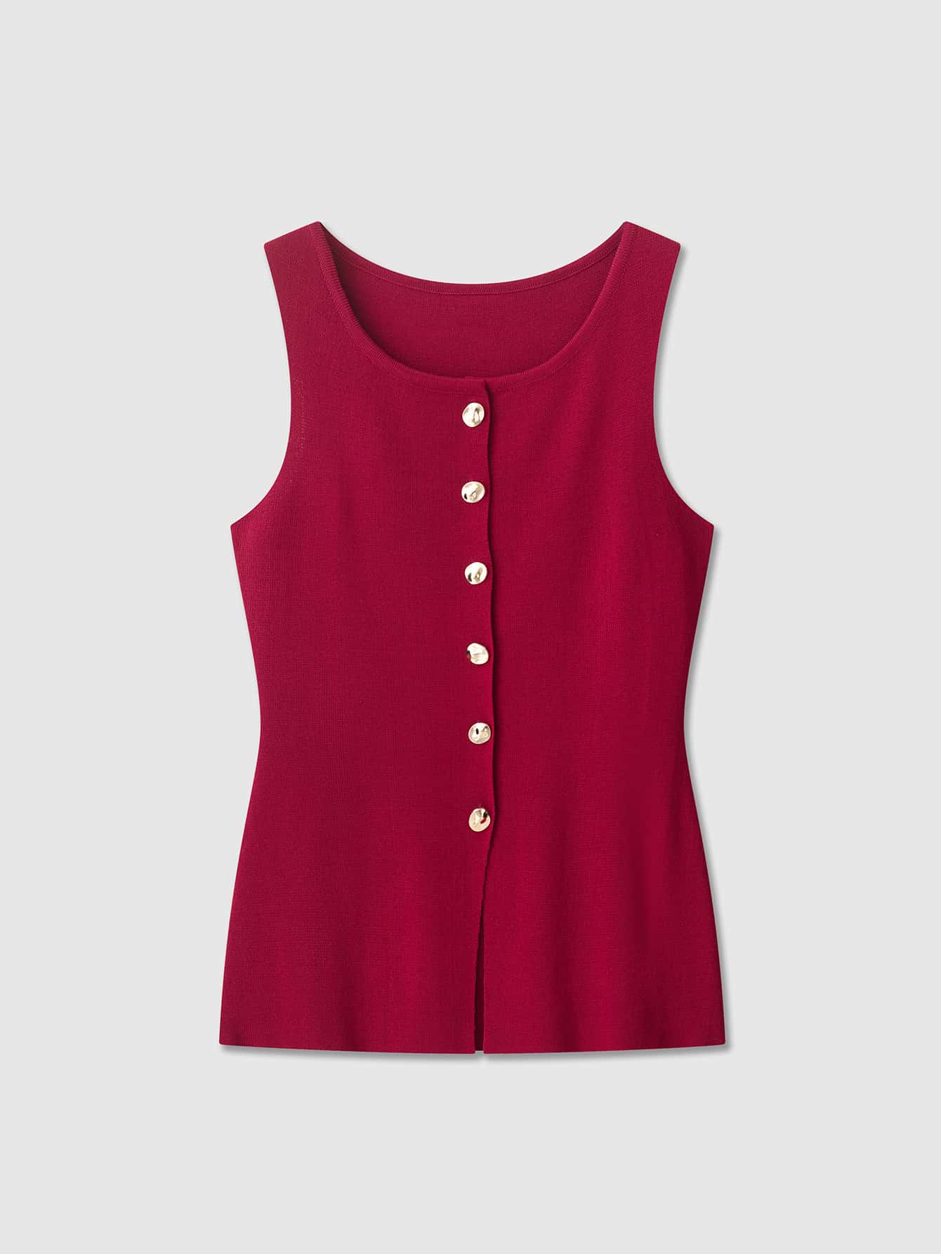 Gilet casual in maglia rosso con decorazione a bottoni dorati per donna - Rosso - Visualizzare 1