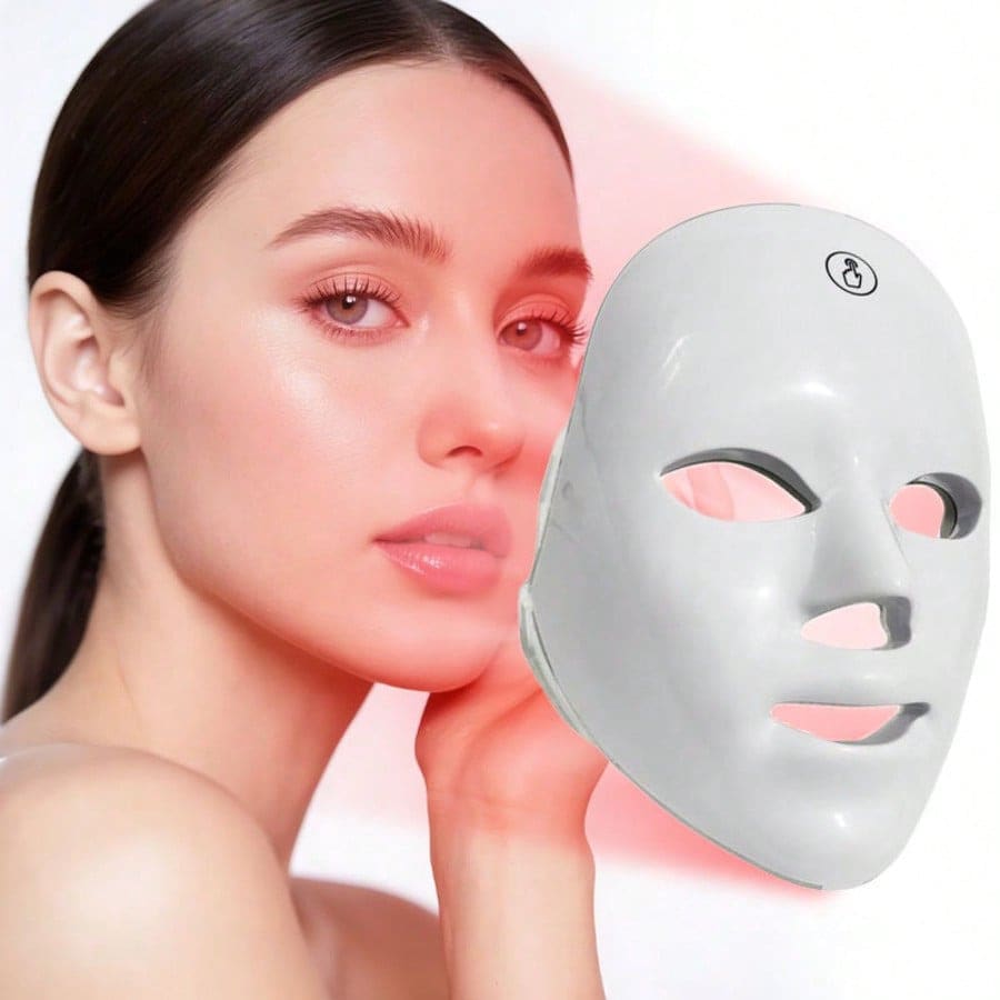Rechargeable LED Facial Mask, 7 Colors Light Therapy For Skin Care, Perfect Gift For Mother's Day & Thanksgiving - White - View 1