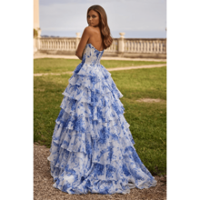 Printed Sexy Tube Top Dress - Blue Print - View 2