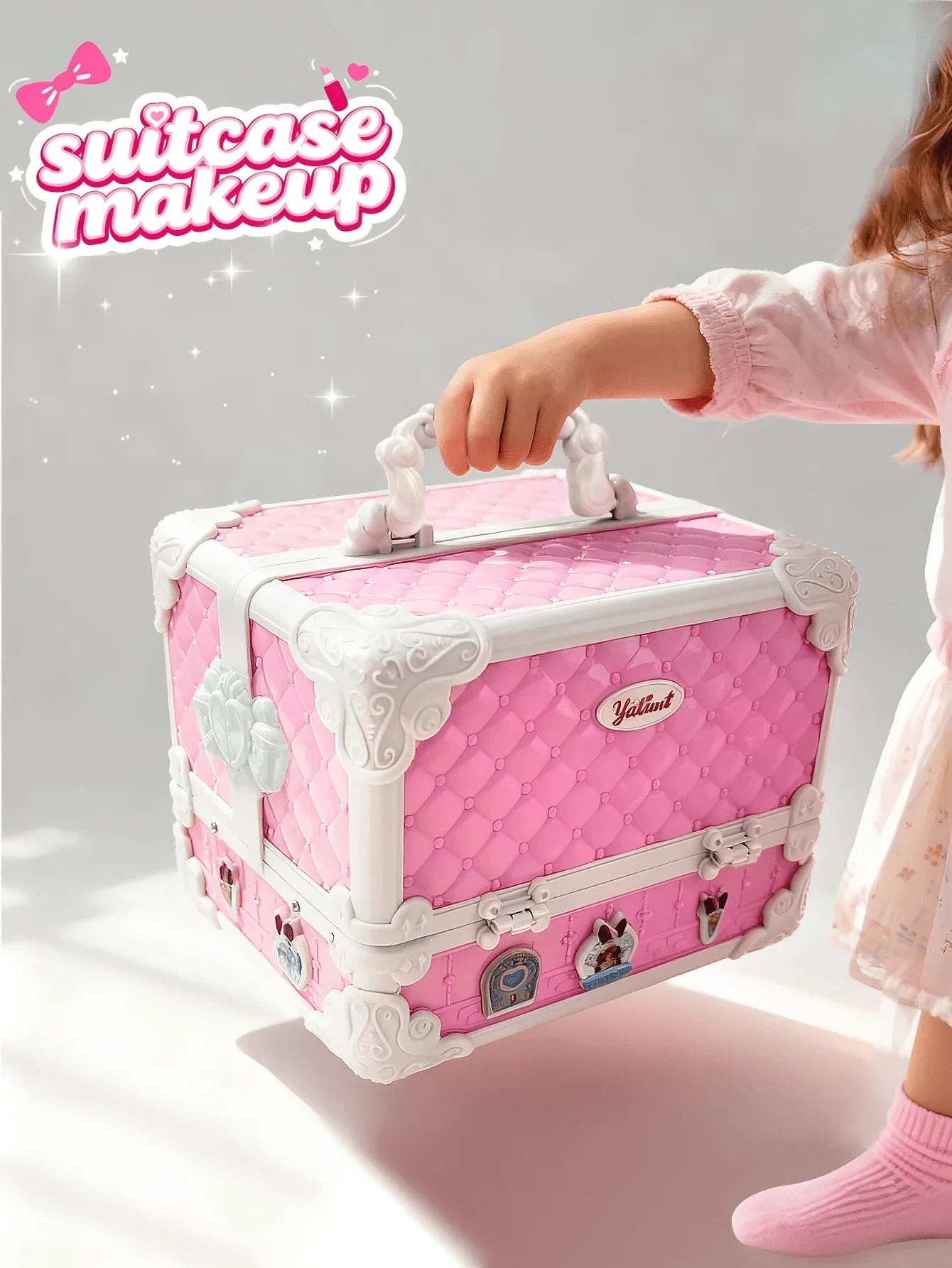 Children's Day Best Gift Washable Kids Makeup Kit For Little Girls - Real Cosmetic Play Set With Mirror, Case, And Beauty Dress-Up Toys, Perfect Birthday Gift - 粉色 - 查看 1