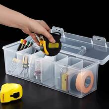 7 piezas Organizador portátil transparente con múltiples compartimentos, contenedor de almacenamiento de hardware transparente para tornillos, llaves, clavos, pernos, piezas, juguetes, cuentas, artículos pequeños, organización del hogar, almacenamiento en el garaje, contenedor de suministros para manualidades, cajón de compartimentos de plástico - Multicolor - Ver 1