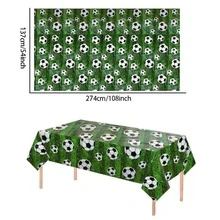 1 pieza Mantel con tema de fútbol, Cubierta de mesa rectangular de plástico, Decoración de mesa para fiesta deportiva, Decoración de fiesta de cumpleaños de fútbol - Multicolor - Ver 2