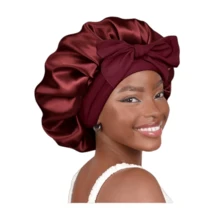 1pc Luxury Silk Sleep Cap, Satin Sleep Cap, Women's Wide-Brim High-Elasticity Satin Sleep Cap, Suitable For Long Curly Hair Or Braided Hair, Premium Silk Material Hair Care Cap, Curly Hair Silk Headband - F - View 3