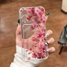 Sakura Card Holder Transparent Phone Case, Compatible With IPhone 11/11Pro/11ProMax, 12/12Pro/12ProMax, 13/13Pro/13ProMax, 14/14Pro/14ProMax, 15/15Pro/15ProMax, 16/16Pro/16ProMax, 17/17Pro/17ProMax. Made Of Transparent Anti-Fall Material, With Air Cushion Corners, Full-Cover Beautiful Sakura Flower And Petal Pattern, Built-In Card Slots, Combining Aesthetics And Practicality. - Clear - View 5