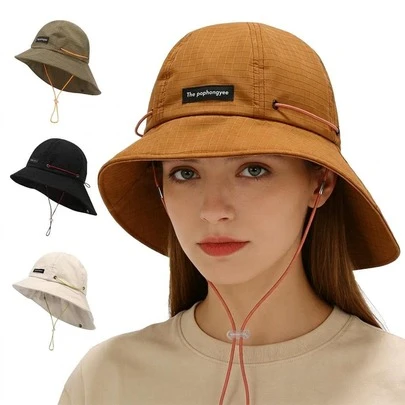 Adjustable Drawstring Bucket Hat, UPF Sun Protection Wide Brim, Suitable For Outdoor Hiking, Travel And Daily Wear