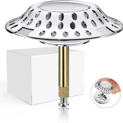 Universal Bathtub Drain Stopper, Brass Bathtub Drain Plug With Bounce Core, Bathtub Filter Drain Cover