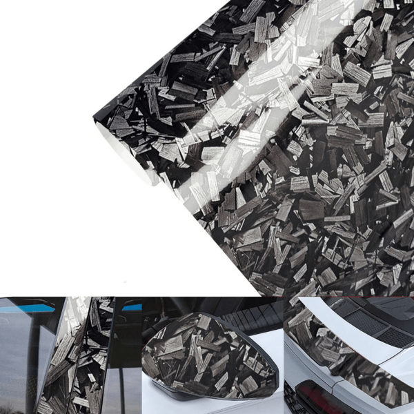 50厘米x100厘米碳纤维乙烯基汽车贴膜卷材，适用于汽车、摩托车、汽车造型装饰等。