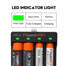 POWERKAN AA/AAA电池充电套装：4槽独立高速USB充电器+1.2V可充电电池（4节AA电池+4节AAA电池），家用电子产品必备套装，即买即用 - 是 - 查看 7