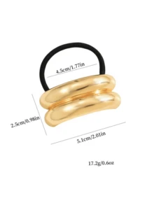 1个几何金属铆钉弹力发圈，新款优雅发绳，多功能发圈，复古时尚发圈，马尾辫发圈，发绳，发饰，橡皮筋发圈，弹力发圈 - 彩色 - 查看 2
