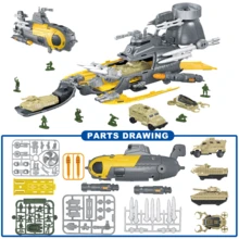 Submarine Model Toy, Transformable Nuclear Submarine Sliding Track, Durable, With 6 Mini Cars And 3 Airplanes, Educational Toy To Stimulate Imagination For Children 3-6 Years Old, Boys And Girls - Multicolor - View 6
