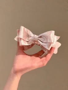 1pc Satin Polka Dot Bow Banana Hair Clip, Elegant Ponytail Holder, Versatile & Damage-Free Hair Accessory, Claw Clips, Accessories For Women - Multicolor - View 5