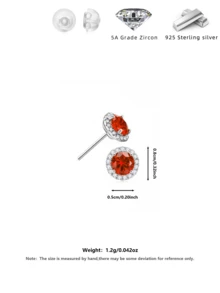 1 Pair S925 Sterling Silver Black & White Diamond CZ Stud Earrings, Sparkling Cubic Zirconia Personalized Earrings - Multicolor - View 2