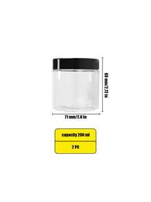 1-6Pcs Clear PET Storage Jars With Lids, 50-500ml Empty Plastic Makeup Containers And Organizer Jars - Black - View 9