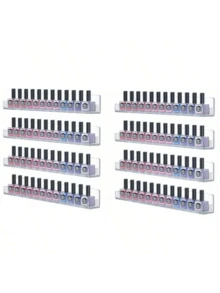 4/6/8pcs Wall-Mounted Nail Polish Rack With Removable Anti-Slip Plugs, Acrylic Nail Polish Storage Organizer Wall Mount Display Holds Up To 96 Bottles - Clear - View 11