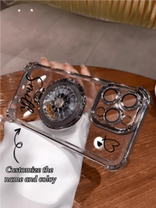 Capa de celular personalizada com assinatura, reforçada com quatro cantos cromados e suporte anti-queda. Colorida, moderna e kawaii, perfeita para presentear namorado(a), família e amigos. Ideal para presentear amigos e familiares. - Prata - Ver 3