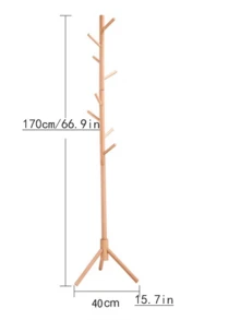 1pc Floor Standing Clothes Hanger Rack, Bedroom Hanging Bag Rack, Wooden Coat Rack, Simple Clothes Hanging Rod, Indoor Garment Rack - Wood Color - View 9