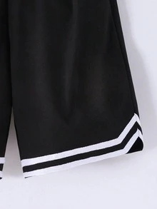 Teen Boys' Casual Summer Short-Sleeve Set With English Letters, Stylish Outdoor Sports Spring/Summer T-Shirt And Shorts Set, Loose Fit Suitable For Warm Weather Teenagers' Versatile Los Angeles English Letter Printed Fashionable Round Neck Short-Sleeved Shorts Set Is Perfect For Outdoor Travel,Teen Boy Clothes Set # Crew Neck Letter Print T-Shirt + Drawstring Shorts Set (Summer) - 杏色 - 查看 3