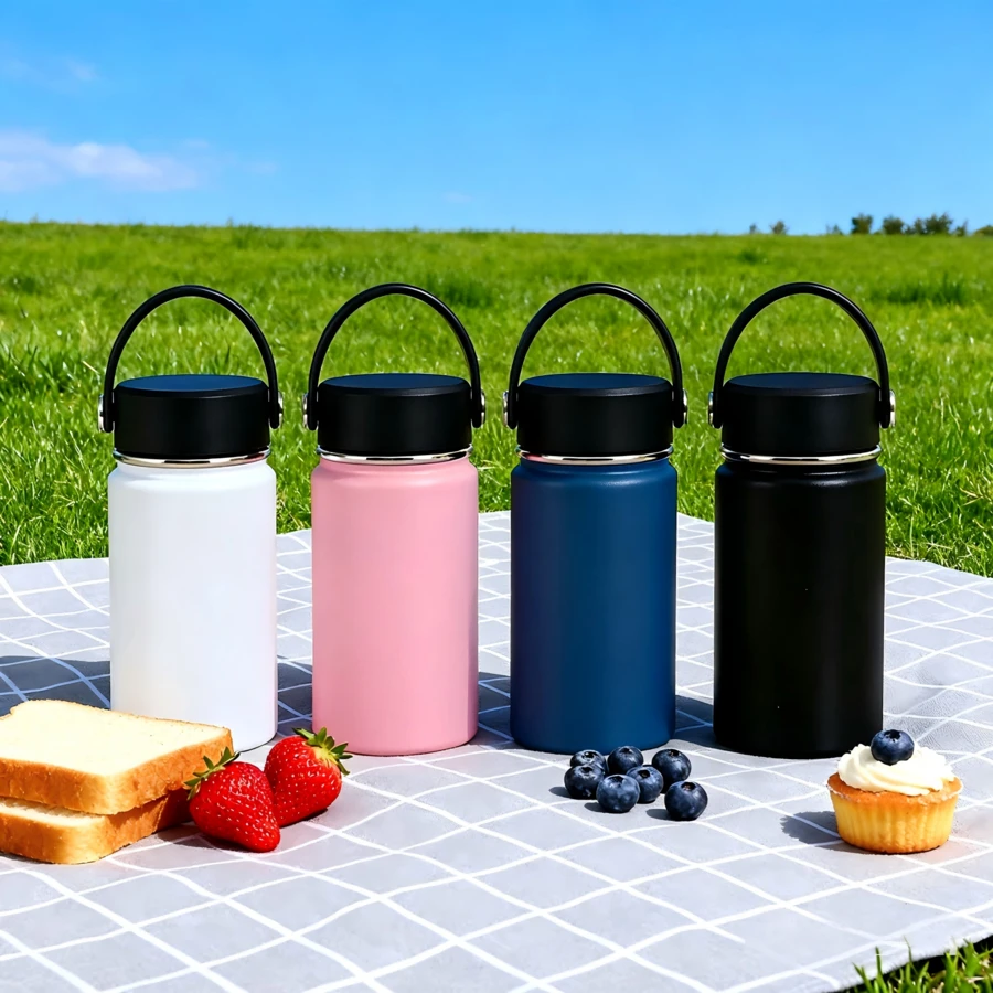 Stainless Steel Insulated Travel Mug With Handle, Leak-Proof, Suitable For Coffee And Tea, Outdoor Drinking Tumbler - Multicolor - View 1