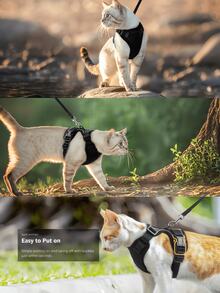 Walking Cat Harness And Leash, Soft Adjustable Cat Vest Harness, Easy Control Breathable Reflective Striped Jacket - Mint Green - View 6