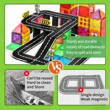 48/98pcs Magnetic Building Tiles Toy Set, Medium Size Road Tracks With Mini Cars And Windows, Creative Magnetic Blocks For Boys And Girls Birthday/Holiday Gift, Random Colors - Multicolor - View 5