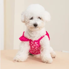 Fashionable Summer Lace Sling Leopard Print Dress, Two-Leg Dress, Teddy Dog Dress, Small Dog & Puppy Sling Dress - Hot Pink - View 3