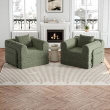 [Patented Design] 2-In-1 Chenille Sofa Bed With Storage In Armrests, Three Metal Frames, Multiple Configuration Options. - 綠色 - 查看 10