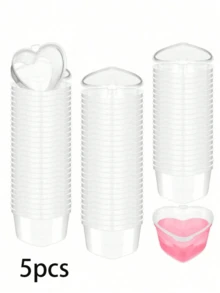 50/25/5pcs Heart-Shaped Disposable Plastic Cups With Leak-Proof Lids, Suitable For Cream Cups, Jelly Cups, Small Condiment Containers, Wine Glasses, Dipping Sauce Cups, Salad Dressing Containers, Pudding Cups, Condiment Containers, Transparent Food Cups, DIY Liquid Balls, Soft Clay, Valentine's Day Party, Mother's Day Gifts, Gifts, Bridal Shower - Multicolor - View 13