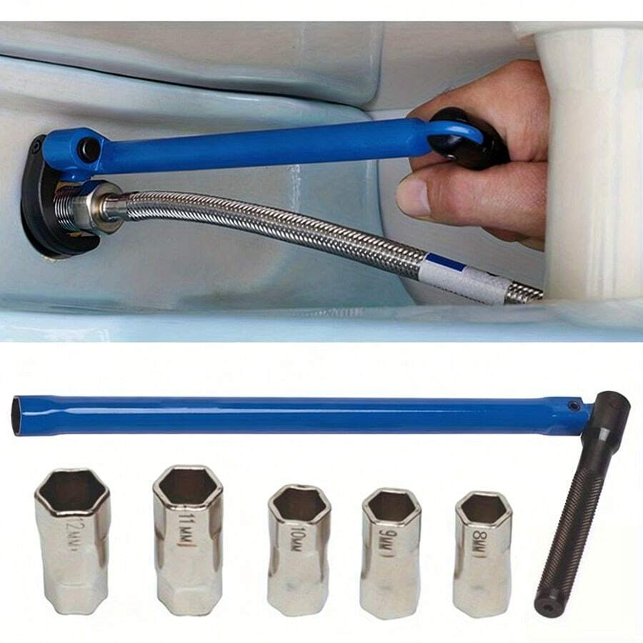 1 Set Blue Tube Wrench, Plumbing Wrench, Faucet Repair Crescent Wrench - Blue - View 1