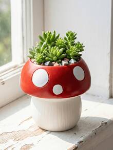 1个蘑菇笔筒，树脂材质 - 轻奢桌面收纳盒，适用于办公室和梳妆台 | 房间/办公室/阳台装饰，独特礼物，桌面可爱收藏品，装饰摆件 - 多款 - 查看 4